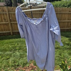 Tacera 3X Blue Striped Women's Dress